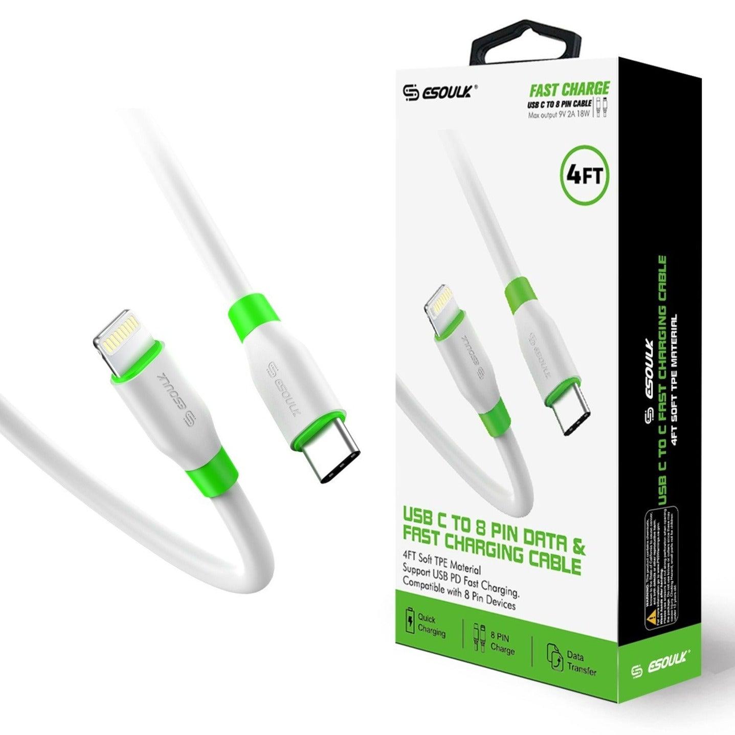 Esoulk PD Fast Charge Type-C To Lightning Cable White (For iPhone 12, 13, 14 Series) 4FT, EC33P-CL-WH - Best Cell Phone Parts Distributor in Canada, Parts Source Esoulk PD Fast Charge Type-C To Lightning Cable White (For iPhone 12, 13, 14 Series) 4FT, EC33P-CL-WH - Best Cell Phone Parts Distributor in Canada, Parts Source